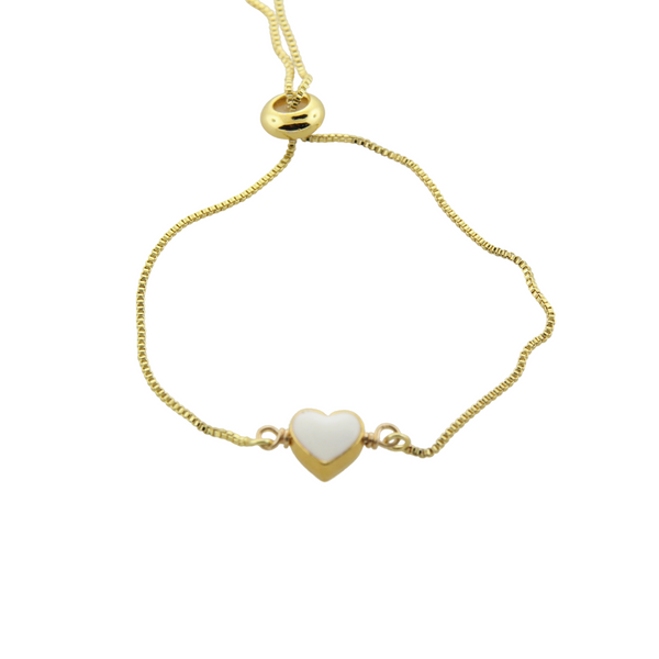 Enamel Heart Bracelet - White