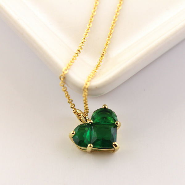 CZ Heart  - Green