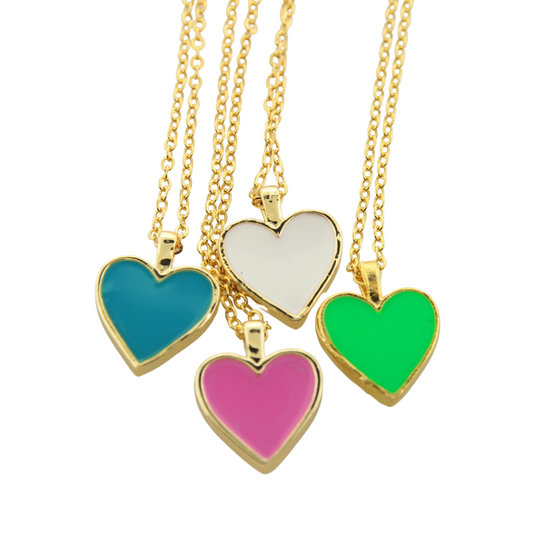 Enamel Heart Pendant - Orange