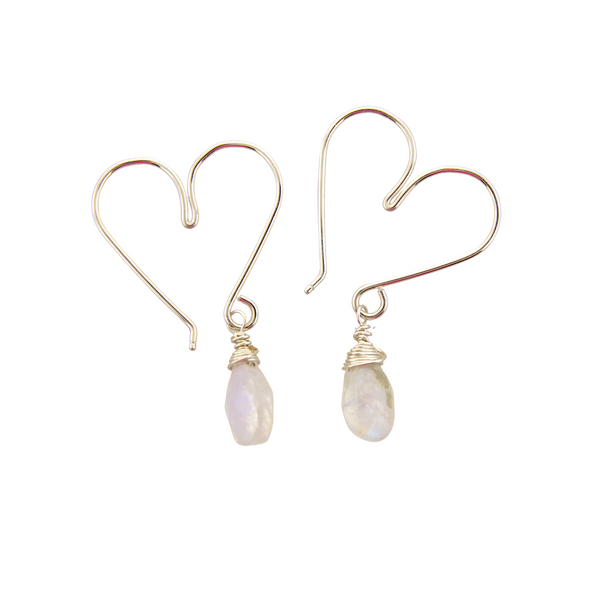 Heart Hoops Silver Medium - Citrine