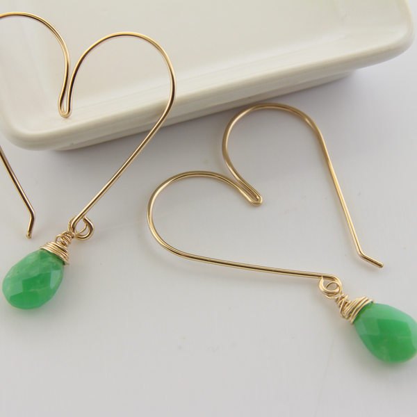 Heart Hoops Medium - Chrysoprase
