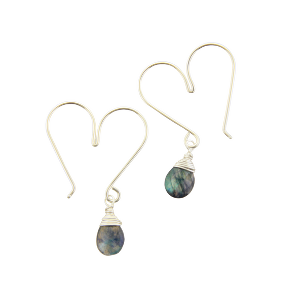 Heart Hoops Silver Small - Labradorite