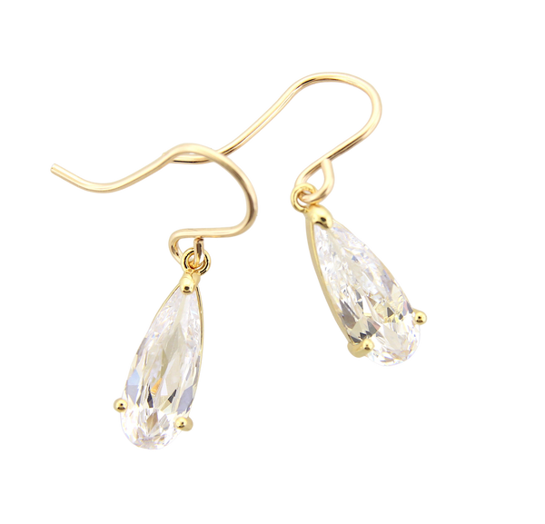 CZ Pear Shaped Drop Earrings
