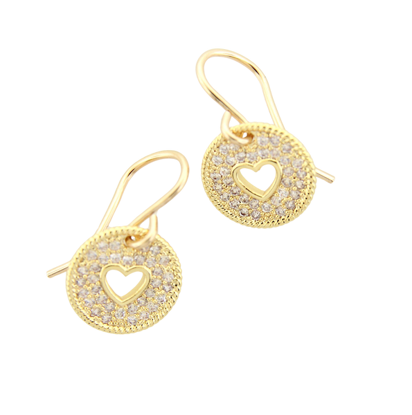 Circle Heart Pave Earrings - CZ