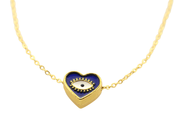 Evil Eye Enamel Heart Necklace