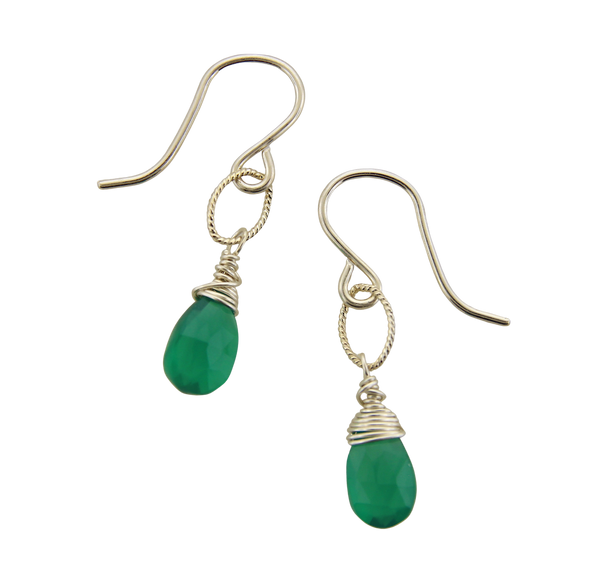 Dainty Drops - Green Onyx on Sterling Silver