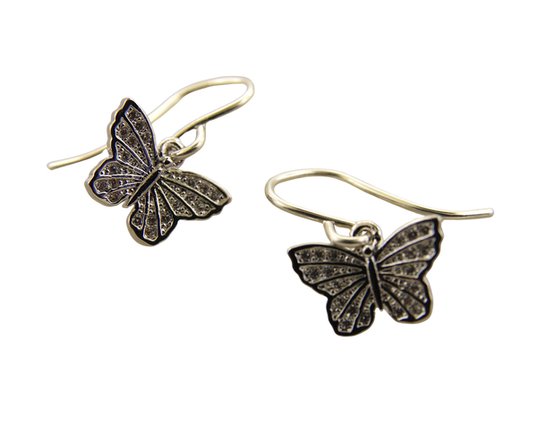Small Butterfly Charm CZ Earrings
