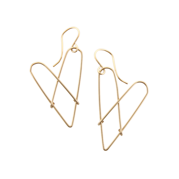 Modern Heart Earrings - Sterling Silver