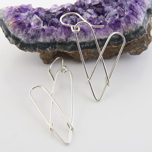 Modern Heart Earrings - Sterling Silver