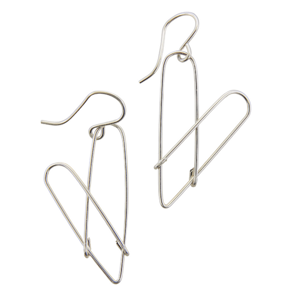 Modern Heart Earrings - Sterling Silver