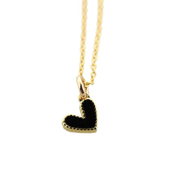 Tiny Off Set Heart - Black