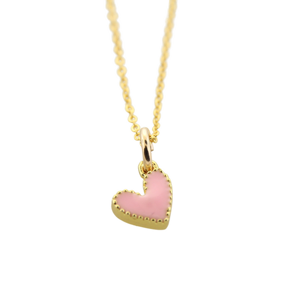 Tiny Off Set Heart - Pink
