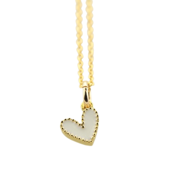 Tiny Off Set Heart - White