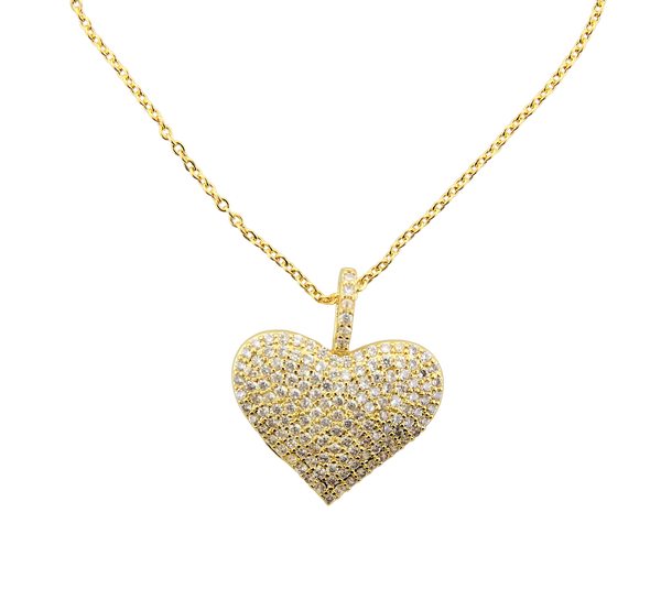 Dome CZ Heart Pendant with CZ Bail