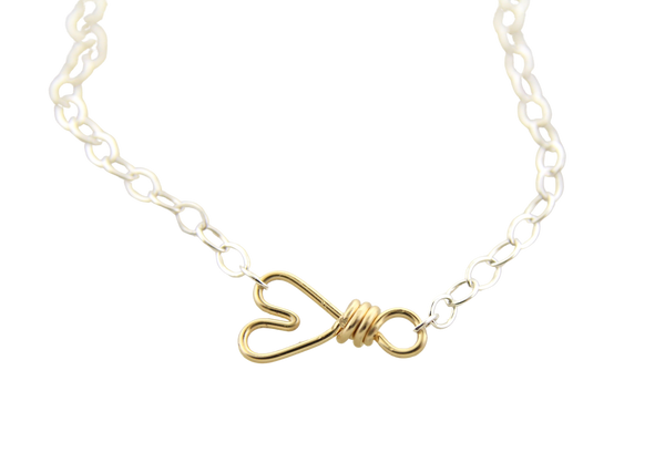 Sweet & Simple Heart Necklace - Sterling Silver with Gold-Filled Heart