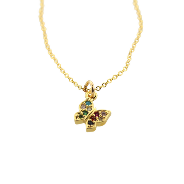 Tiny Sparkle Colorful Butterfly Necklace