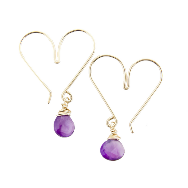Heart Hoops Small - Amethyst