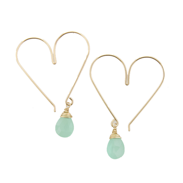 Heart Hoops Medium - Aqua Chalcedony
