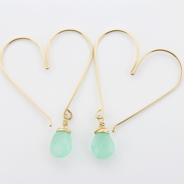 Heart Hoops Medium - Aqua Chalcedony