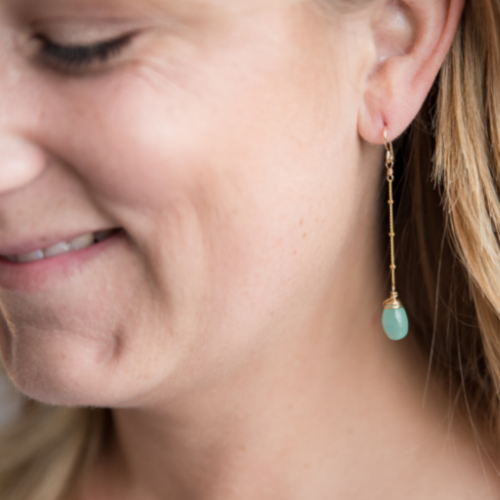 Gemstone Dangle Earrings - Aqua Chalcedony