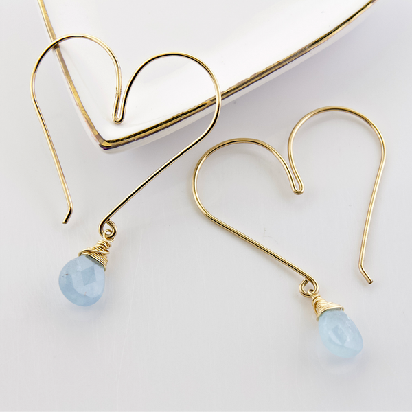 Heart Hoops Medium - Aquamarine GF