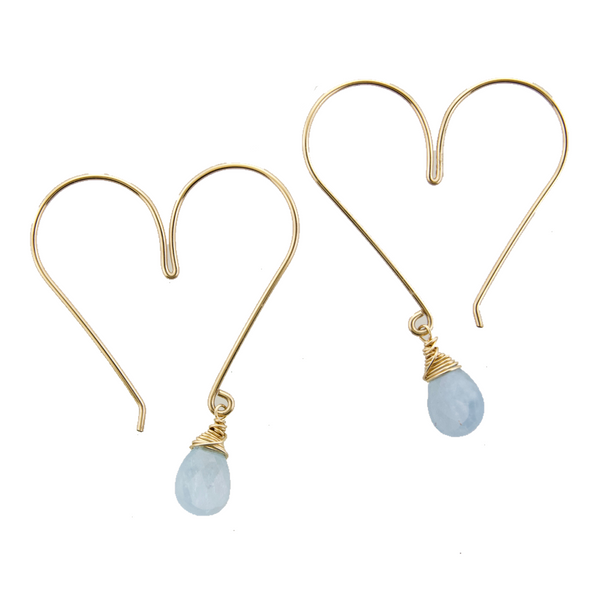 Heart Hoops Medium - Aquamarine GF