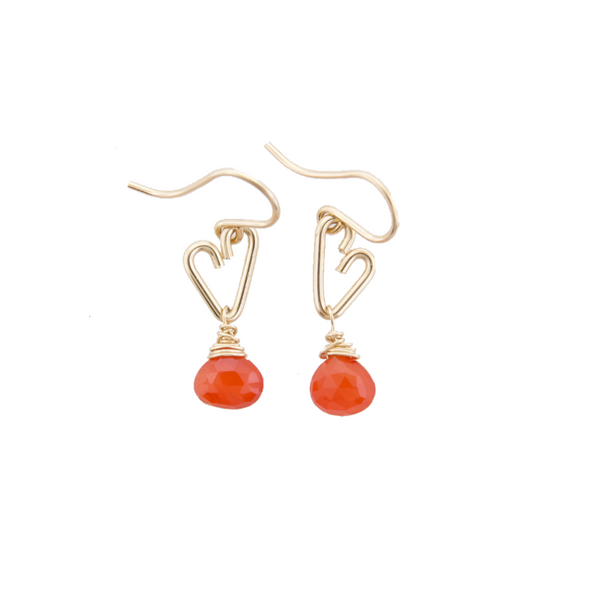 Heart Drop Bottle Earrings - Carnelian - Small