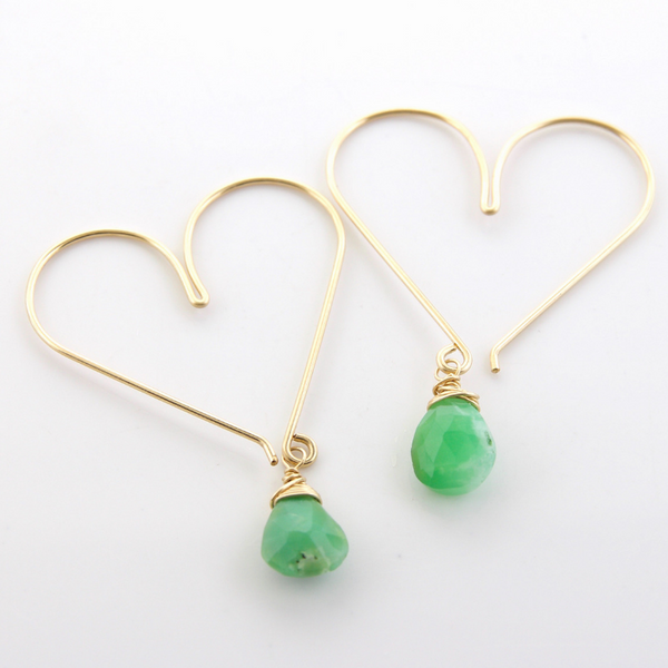Heart Hoops Medium - Chrysoprase