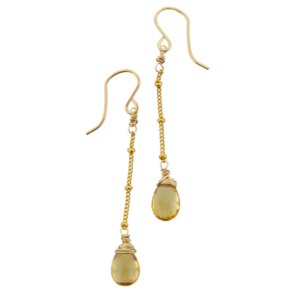 Gemstone Dangle Earrings - Citrine