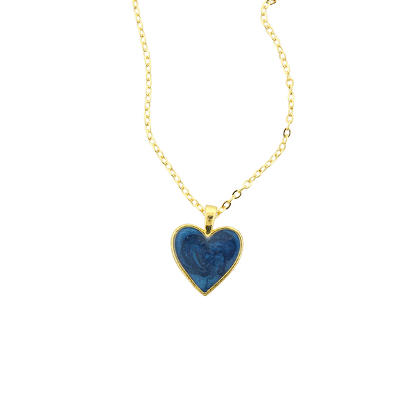 Enamel Heart Pendant - Dark Teal