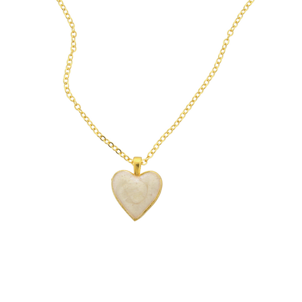 Enamel Heart Pendant - Pearl White