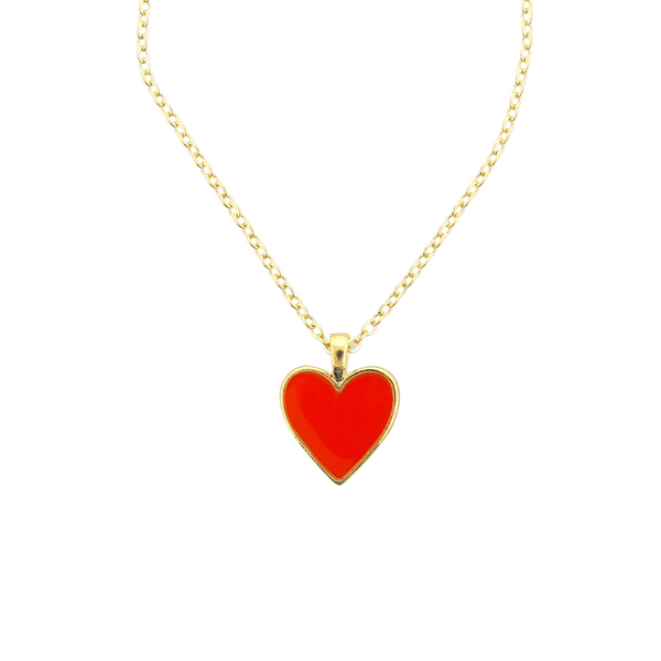 Enamel Heart Pendant - Orange