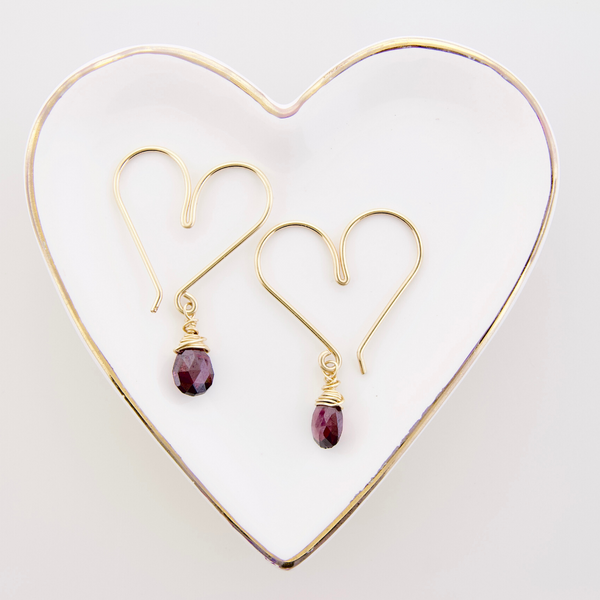 Heart Hoops Small - Garnet