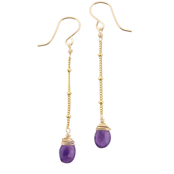 Gemstone Dangle Earrings - Amethyst Large