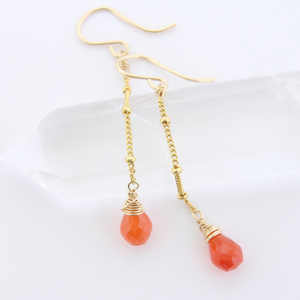 Gemstone Dangle Earrings -Carnelian