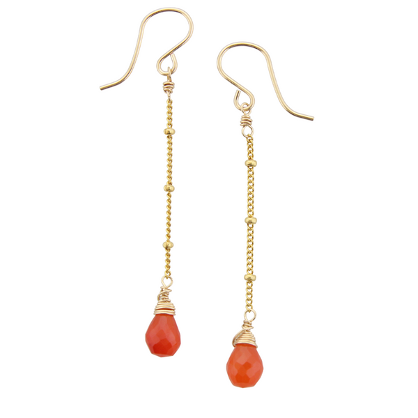 Gemstone Dangle Earrings -Carnelian