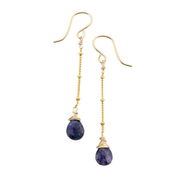 Gemstone Dangle Earrings - Blue Labradorite