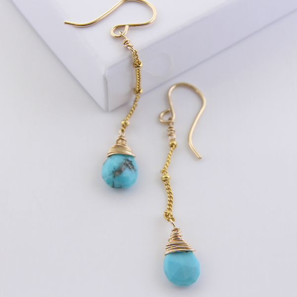 Gemstone Dangle Earrings - Turquoise