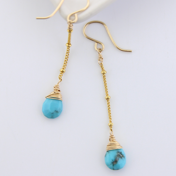Gemstone Dangle Earrings - Turquoise