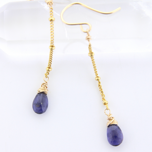 Gemstone Dangle Earrings - Iolite