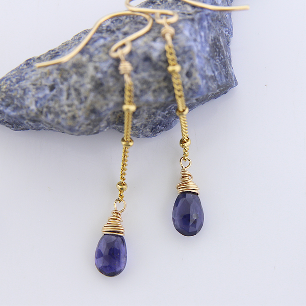 Gemstone Dangle Earrings - Iolite