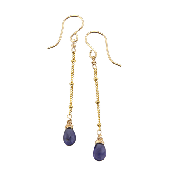 Gemstone Dangle Earrings - Iolite