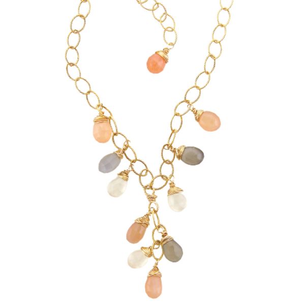 Gemstone Cluster Necklace - Multi Moonstone
