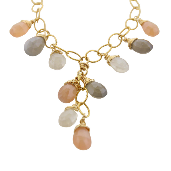 Gemstone Cluster Necklace - Multi Moonstone