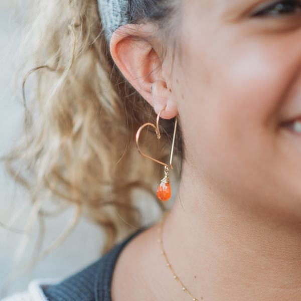Heart Hoops Medium - Carnelian