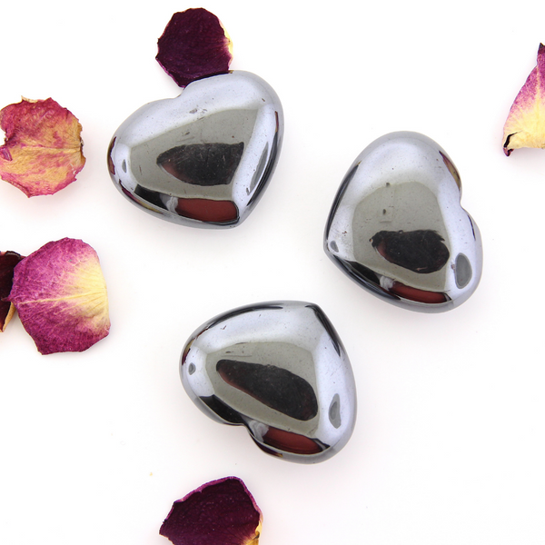Heart Palm Stones - Hematite