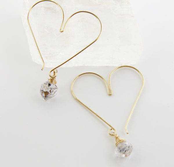 Heart Hoops - Medium Herikmer Diamond