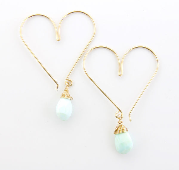Heart Hoops -Medium Peruvian Opal