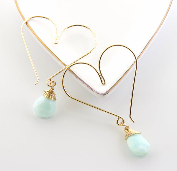 Heart Hoops -Medium Peruvian Opal