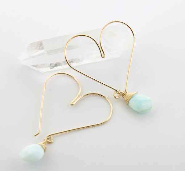 Heart Hoops -Medium Peruvian Opal